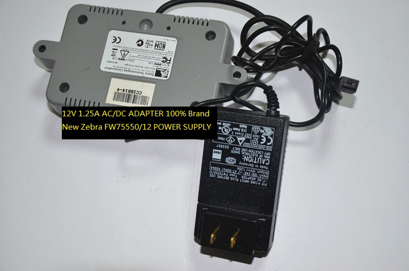 12V 1.25A AC/DC ADAPTER 100% Brand New Zebra FW75550/12 POWER SUPPLY